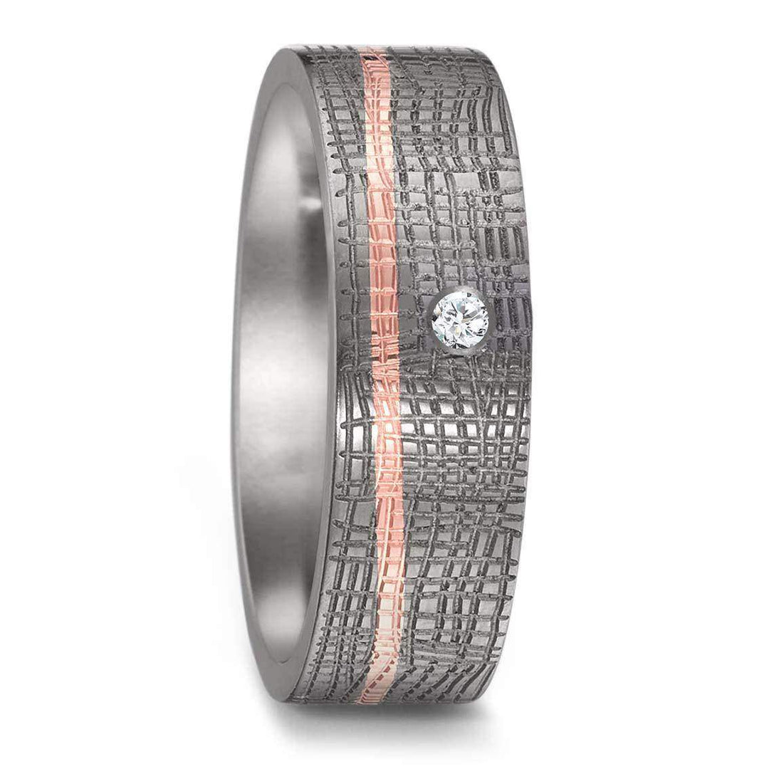 Teno Eheringe Tantal, 750/18 K Rotgold Diamant 0,02 ct - My Fine Jewellery