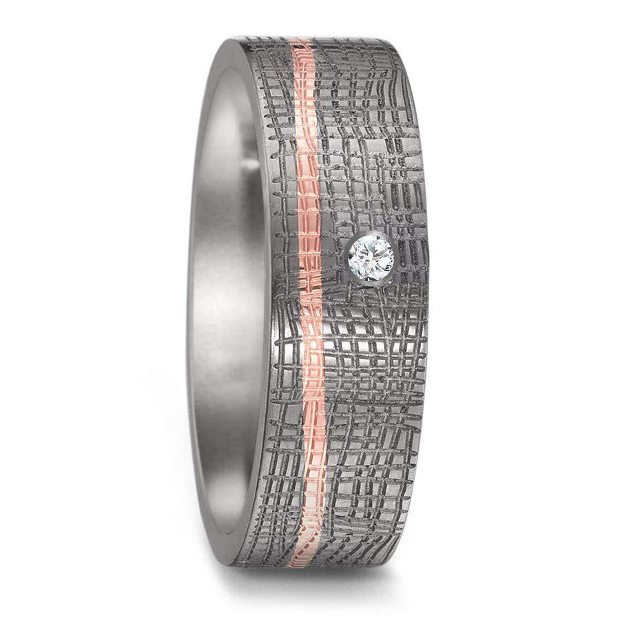 Teno Eheringe Tantal, 750/18 K Rotgold Diamant 0,02 ct - My Fine Jewellery