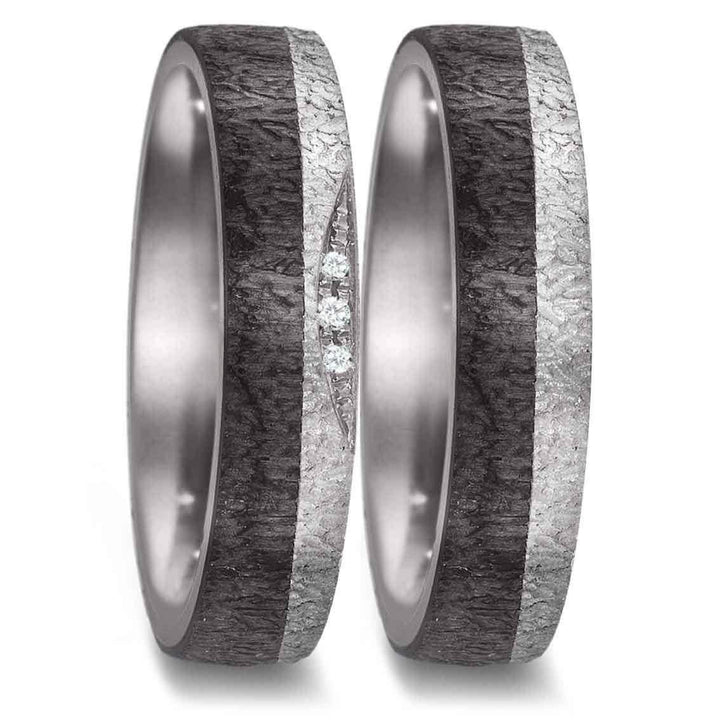 Teno Eheringe Tantal, Carbon, Diamant 0,018 ct - My Fine Jewellery