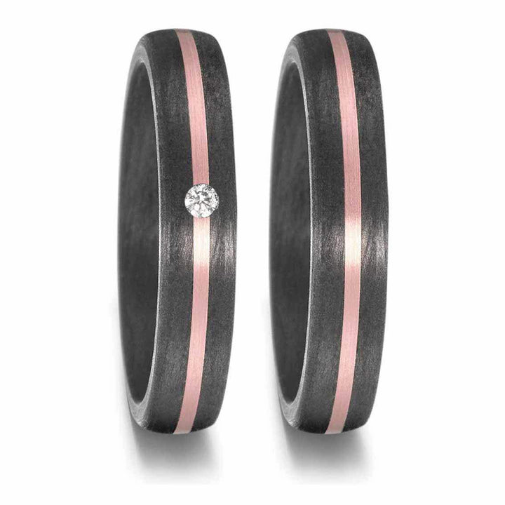 Titanfactory Eheringe Carbon, Roségold - My Fine Jewellery