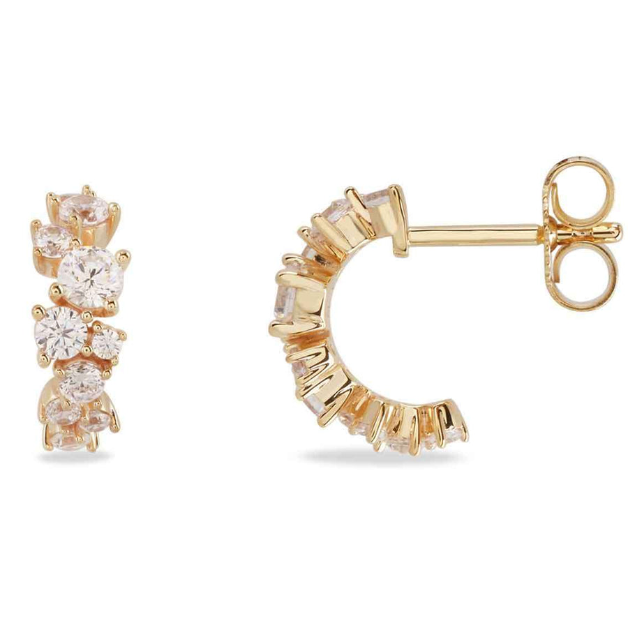 Vilmas Champagne Creole "Sparkle Moon", 925 Sterling Silber, gelb vergoldet, mit 22 Zirkonia weiß - My Fine Jewellery