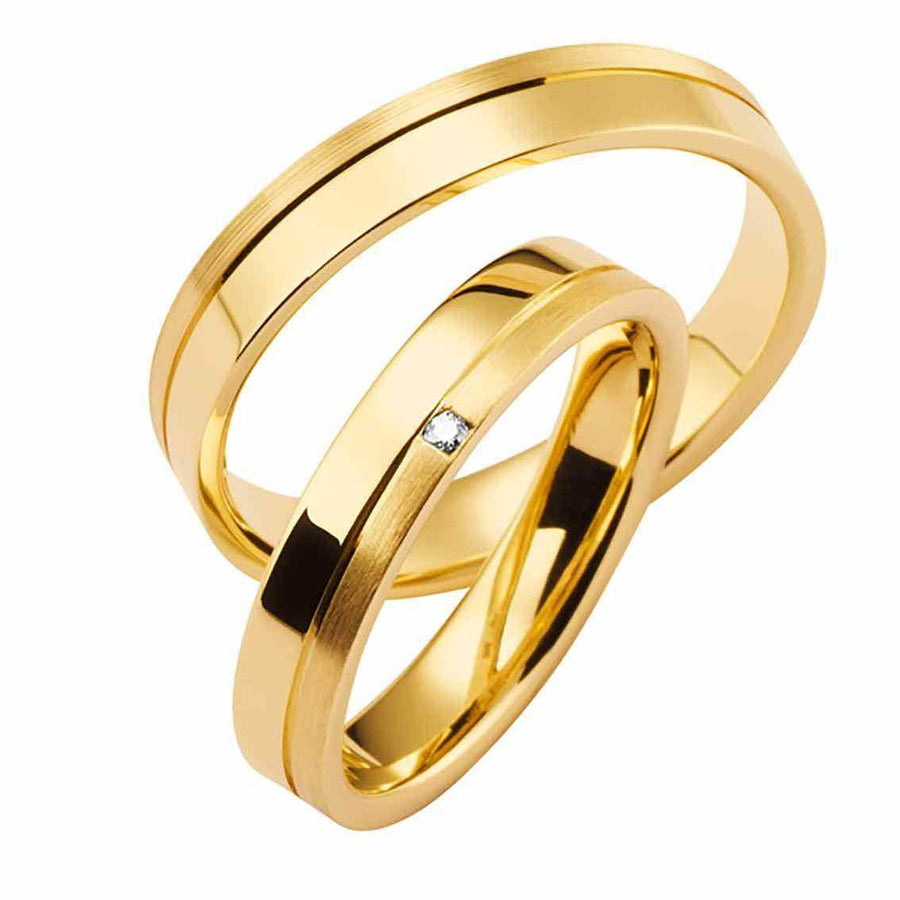 Eheringe Set, 4 mm, Gelbgold, Brillant - My Fine Jewellery