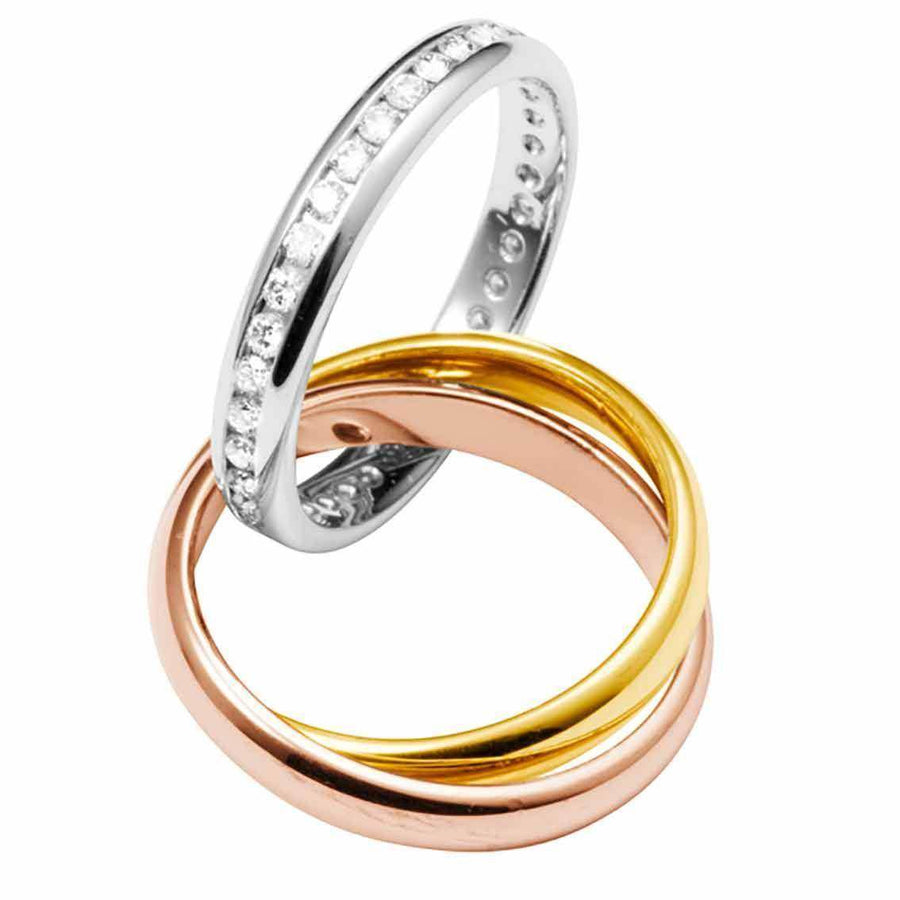 Damenring, 3 mm, Gelbgold, Brillanten, Verbundring - My Fine Jewellery