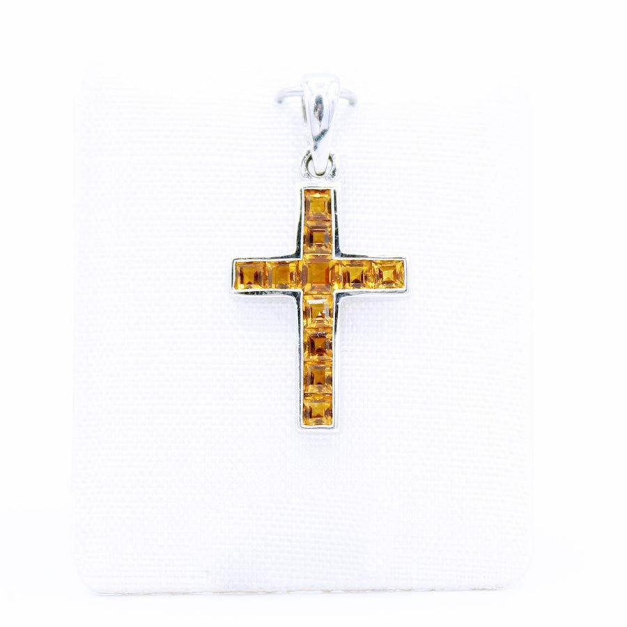 Kreuzanhänger Weißgold, Citrin - My Fine Jewellery