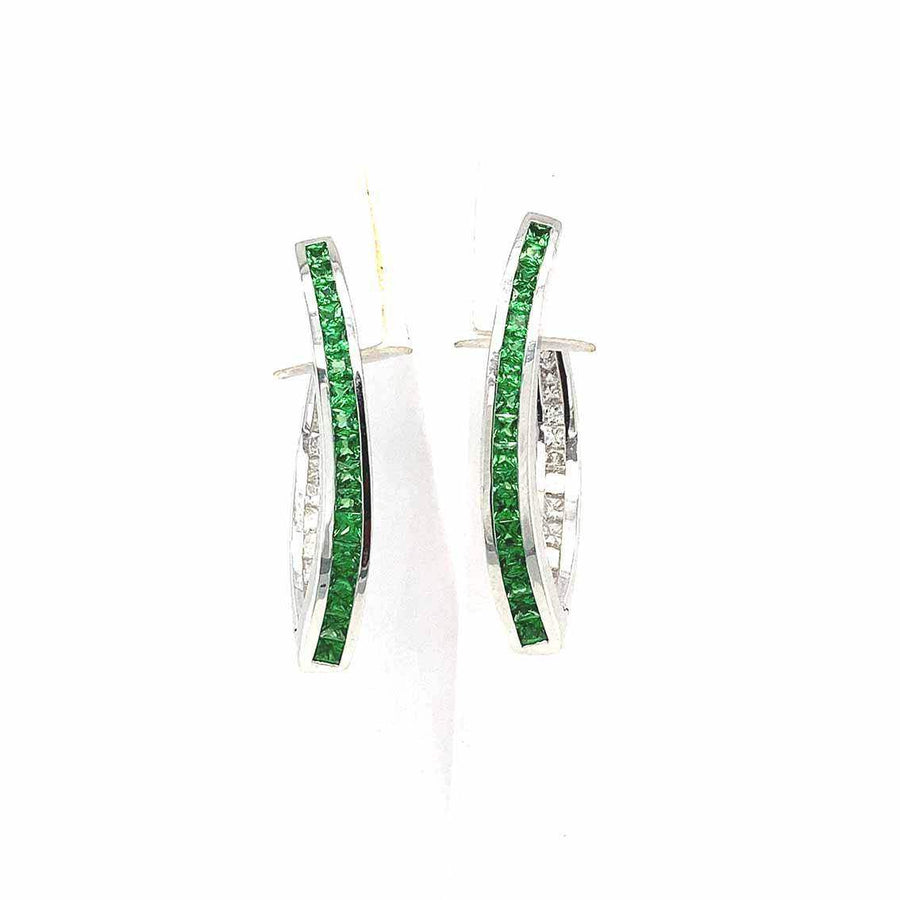 Ohrringe, 585 WG, Diamant, Tsavorit - My Fine Jewellery