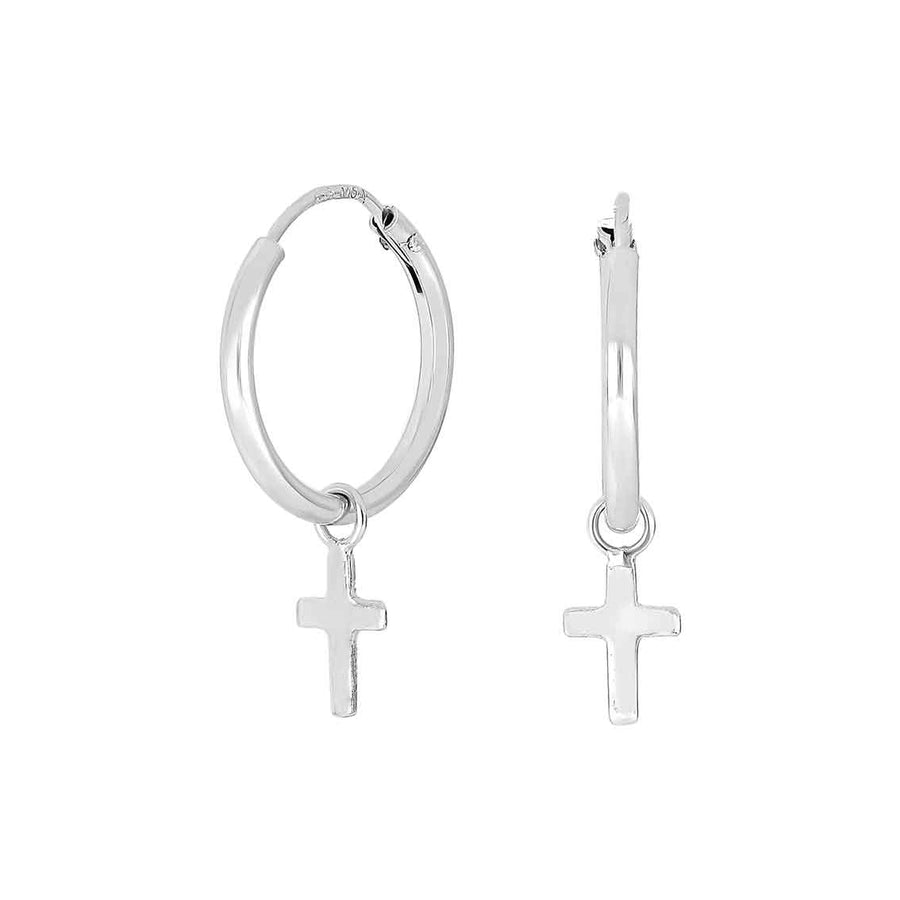 Nordahl Andersen rhodinierte Silber Ohrringe CROSS52 15mm