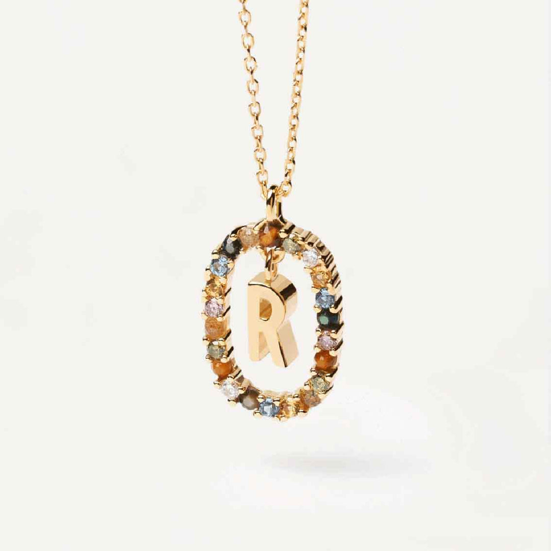 Halskette R Buchstabe, Sterlingsilber vergoldet - My Fine Jewellery