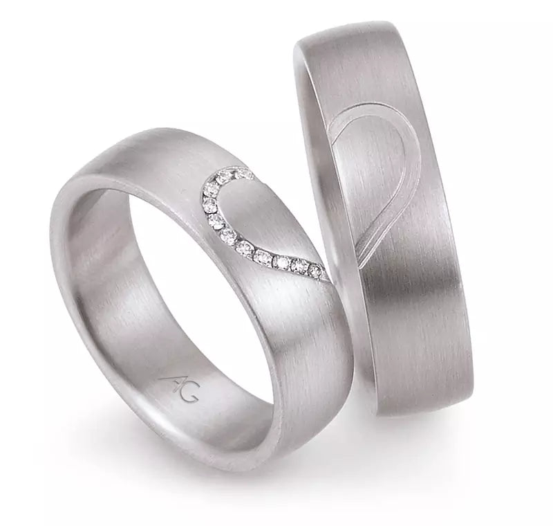 Eheringe Set, Weißgold, 6 mm, Brillanten