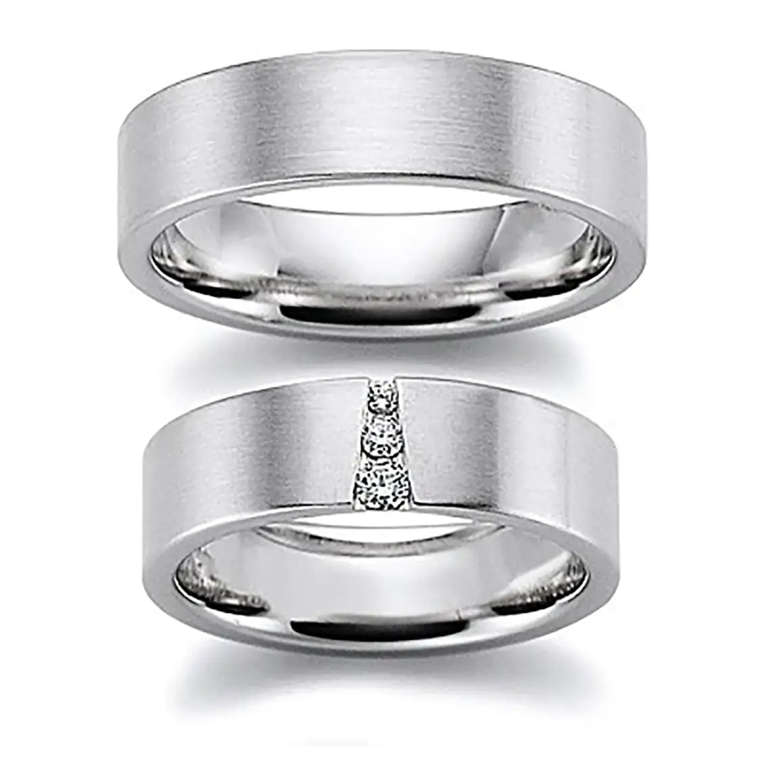 Eheringe Set, Weißgold, 6 mm, Brillanten