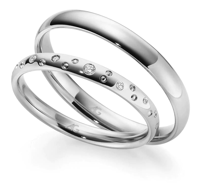 Eheringe Set, Weißgold, 2,5 / 3 mm, Brillanten