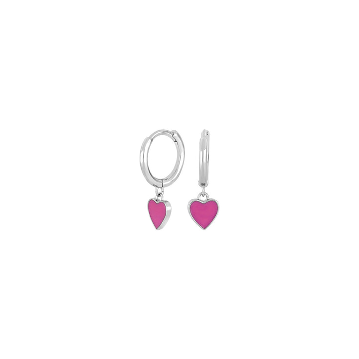 NOA Kids Creolen Herzform, rosa Emaille, Sterlingsilber