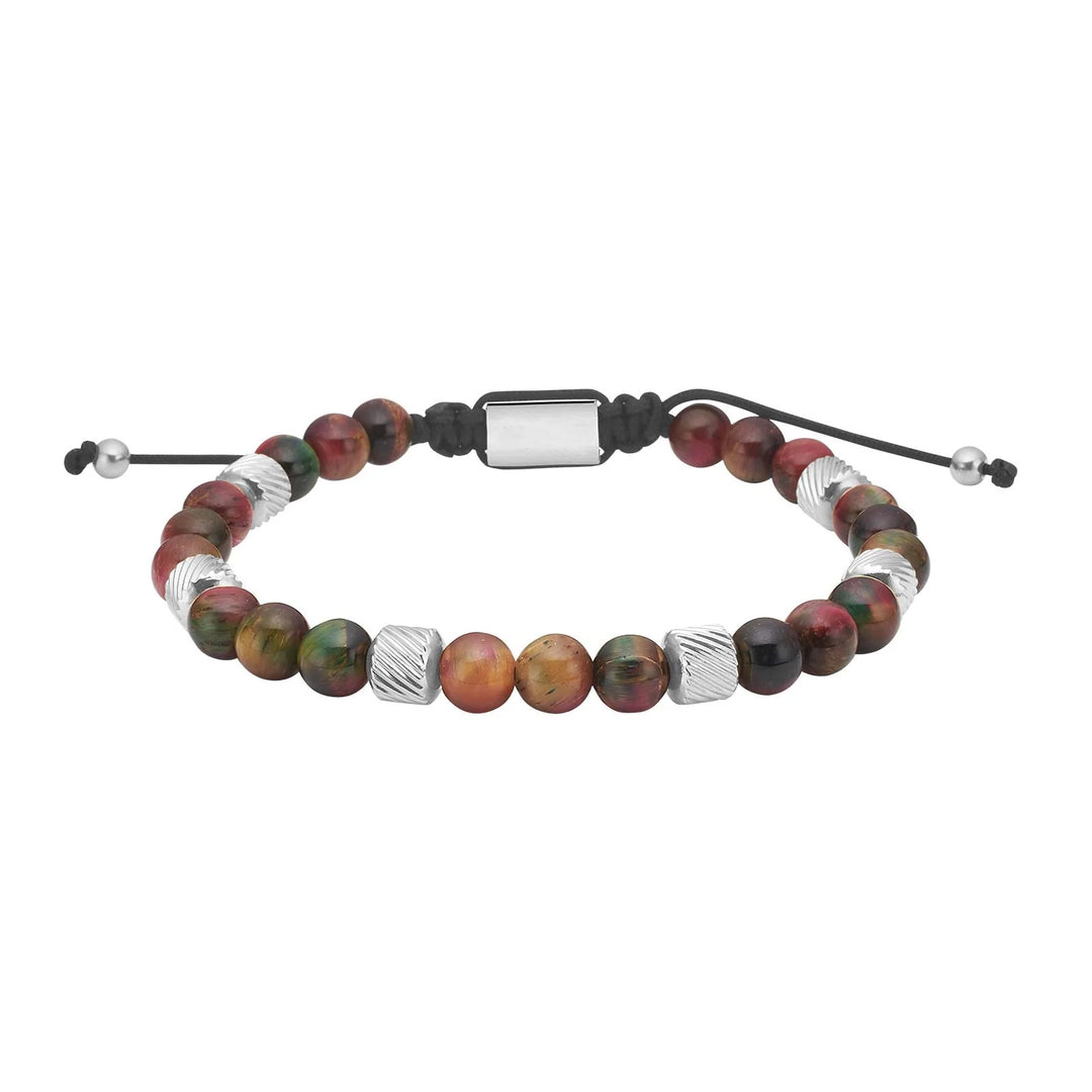 SON of NOA Tigerauge Armband Herren - Edelstahl mit Naturstein 19-25cm
