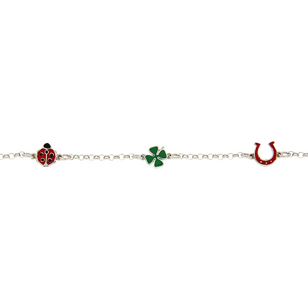 Armband Glücksmotive, bunt gelackt, Sterlingsilber
