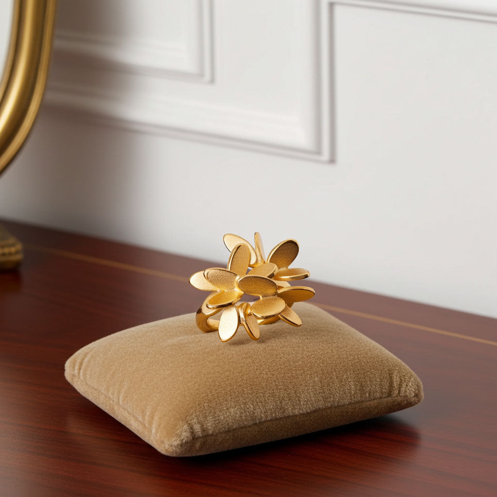 Floraler Ring Sterlingsilber vergoldet, 2 mm