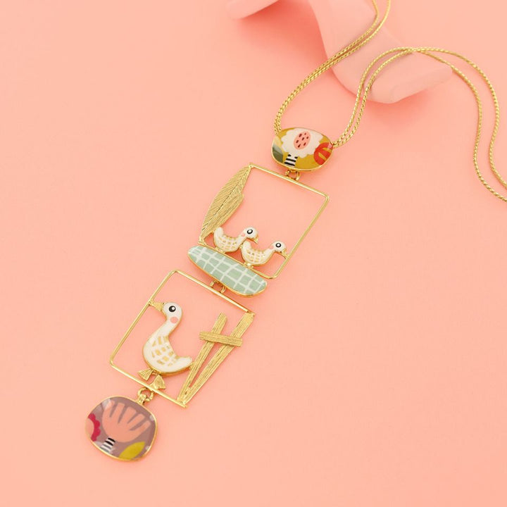 Halskette Plume – Handbemalte Designer-Halskette mit Tiermotiv