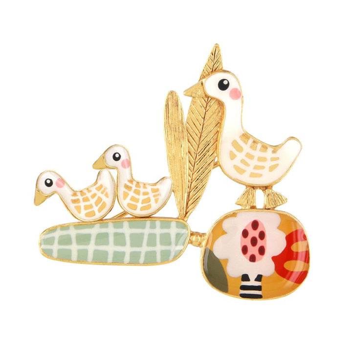 Brosche Plume – Handbemalte Designer-Brosche mit Tiermotiv