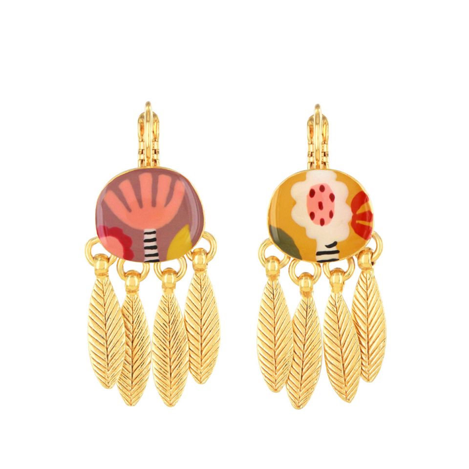 Ohrringe Plume – Handbemalte Designer-Ohrringe mit Federmotiv