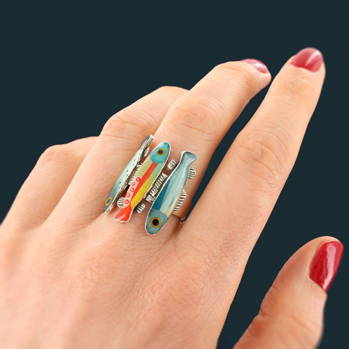 Taratata Ring Blue – Handbemalter Designer-Ring mit Tiermotiv