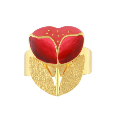 Ring mit Blumenmotiv rot - Crocus