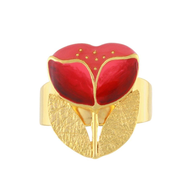 Ring mit Blumenmotiv rot - Crocus