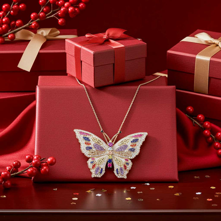 Anhänger Schmetterling inkl. Ankerkette, Sterlingsilber vergoldet