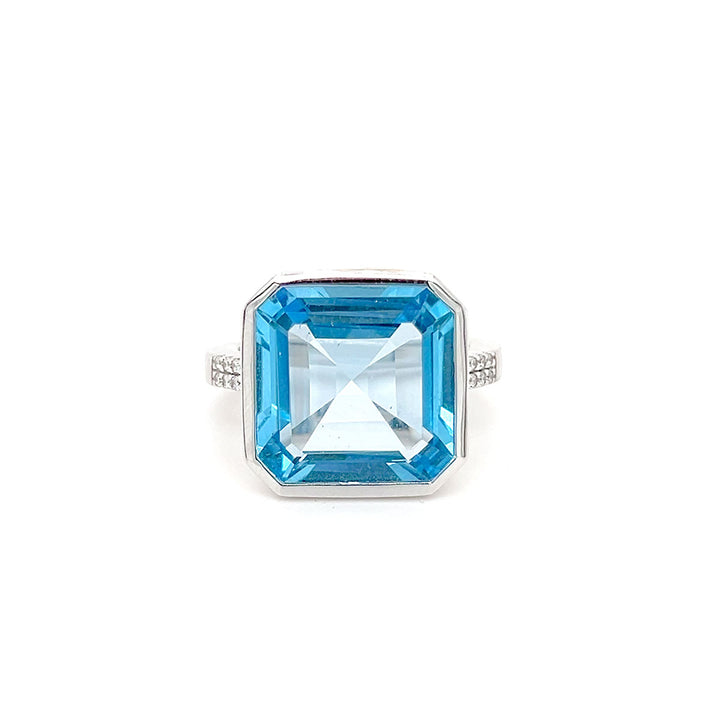 Damenring 585 Weißgold, Opal und Brillanten