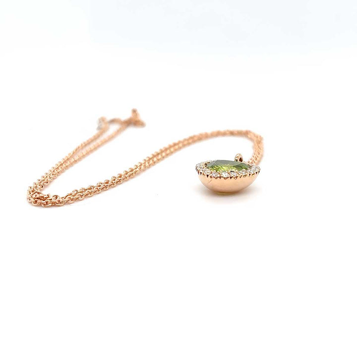 Herzkette mit Anhänger, Peridot und Brillanten