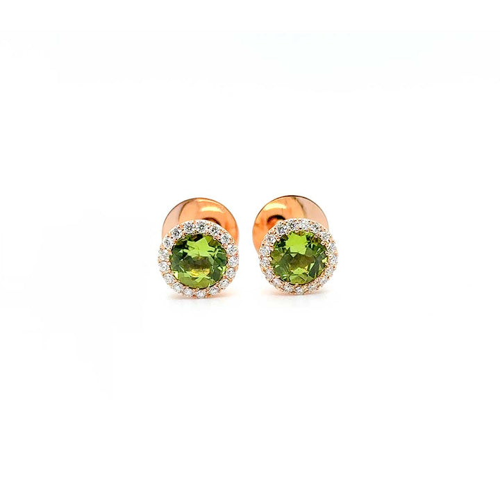 Ohrstecker 750 Roségold, Peridot und Brillanten