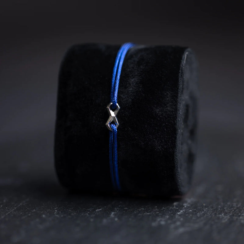 Nylonarmband 1,5 mm, blau, Infinity-Zeichen silber