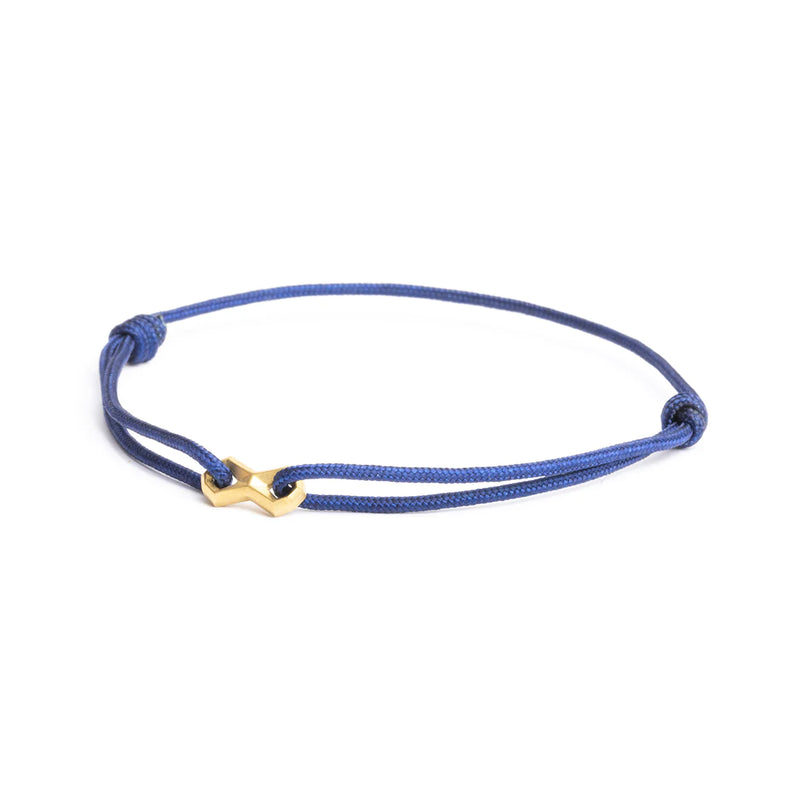 Nylonarmband 1,5 mm, blau, Infinity-Zeichen vergoldet