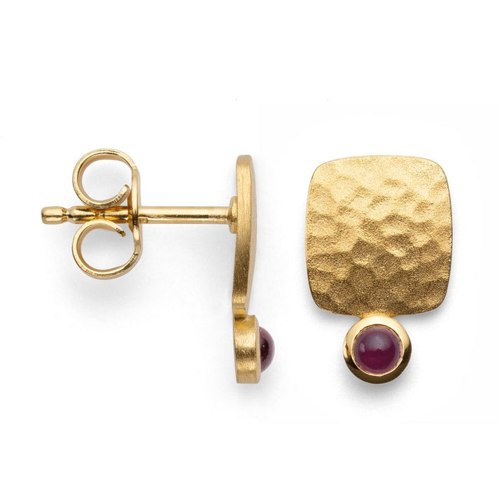 Ohrstecker Sterlingsilber vergoldet, Rhodolith