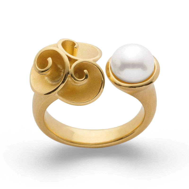 Bastian-Inverun Ring Silber vergoldet mit Perle 25050