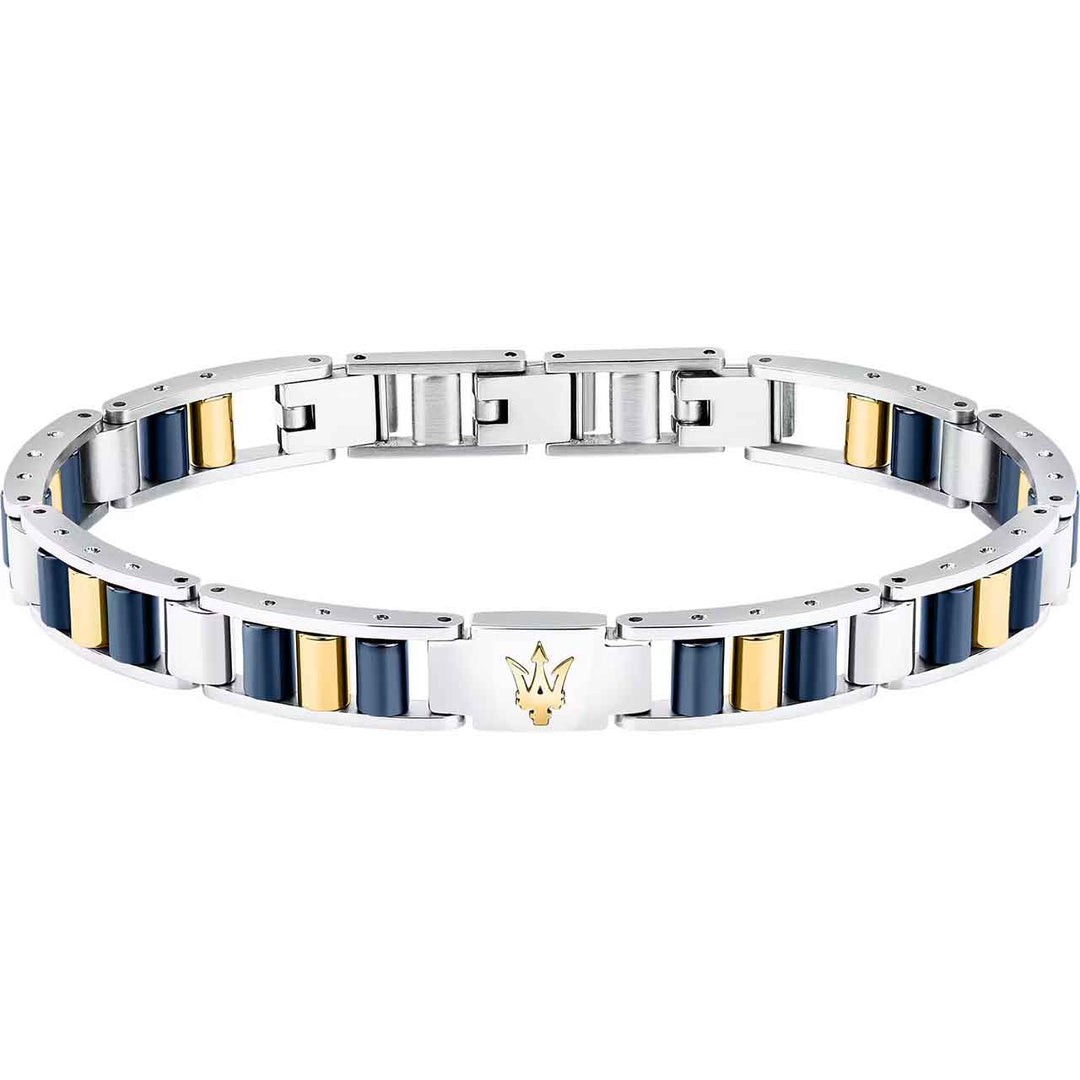 Maserati Herrenarmband, Edelstahl, Keramik blau/gold