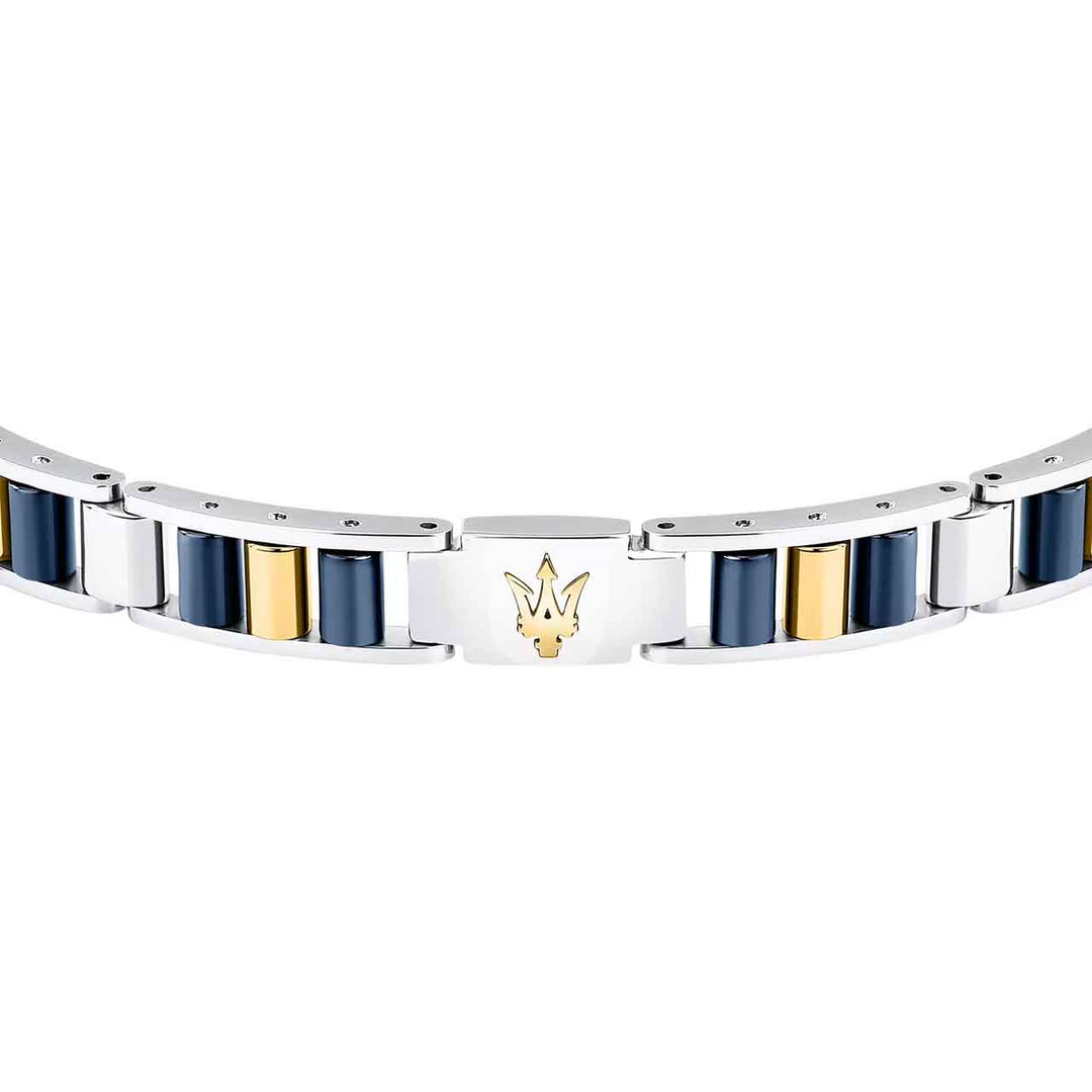 Maserati Herrenarmband, Edelstahl, Keramik blau/gold