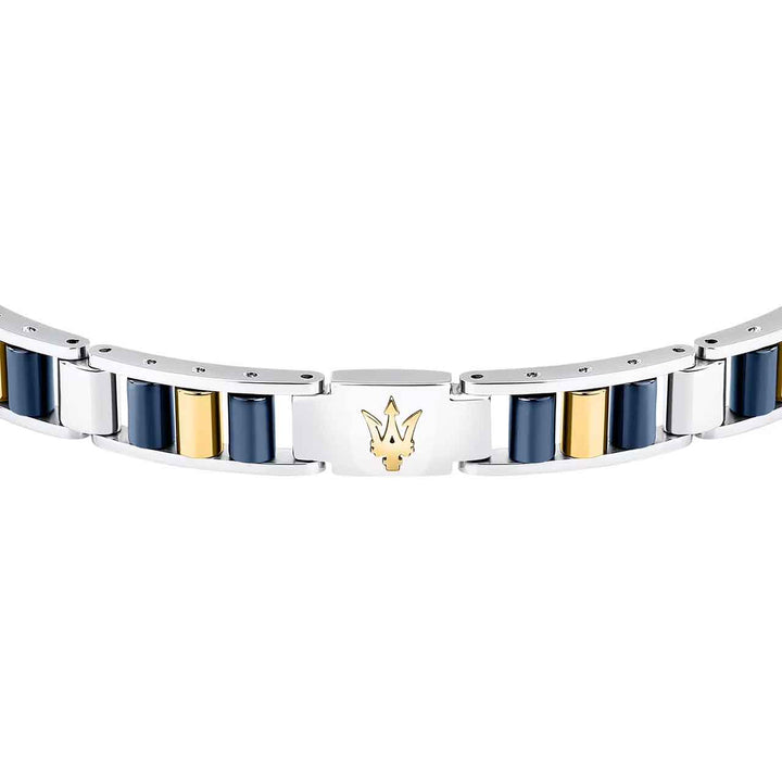 Maserati Herrenarmband, Edelstahl, Keramik blau/gold