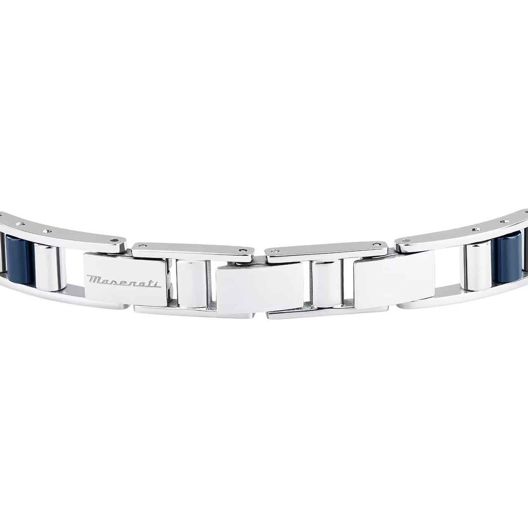 Maserati Herrenarmband, Edelstahl, Keramik blau/gold