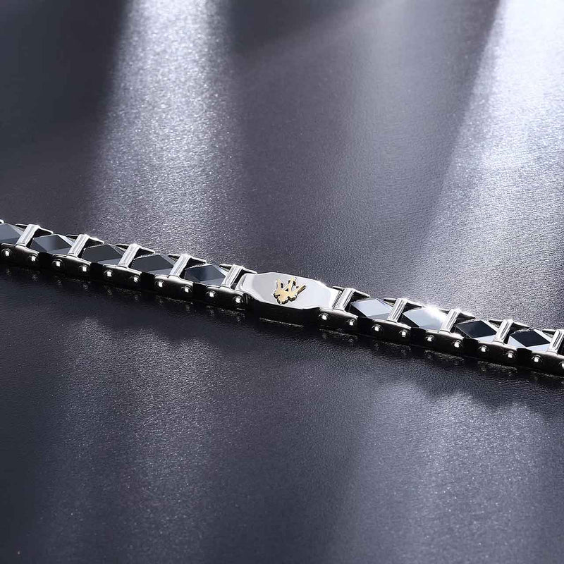 Maserati Herrenarmband, Edelstahl, Keramik schwarz
