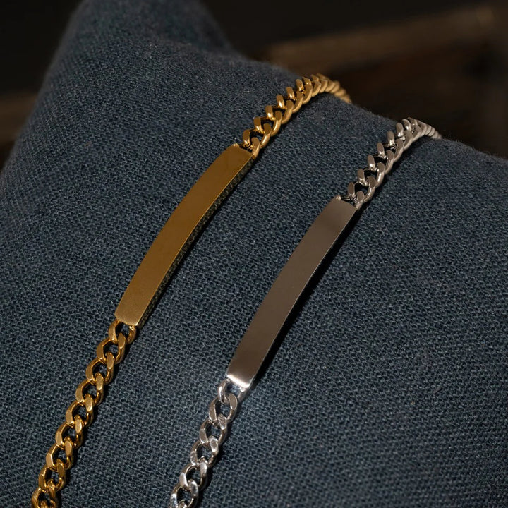 SON of NOA Edelstahl Armband Herren - Mit Gravurplatte Poliert 23cm