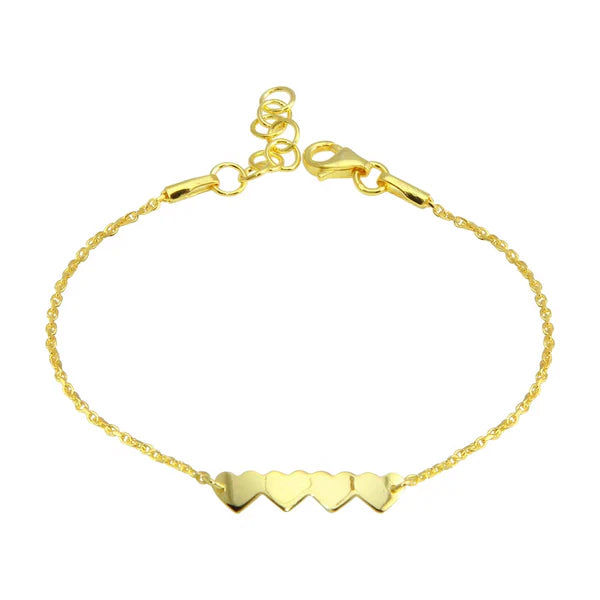 Armband 4 Herzen, Sterlingsilber vergoldet