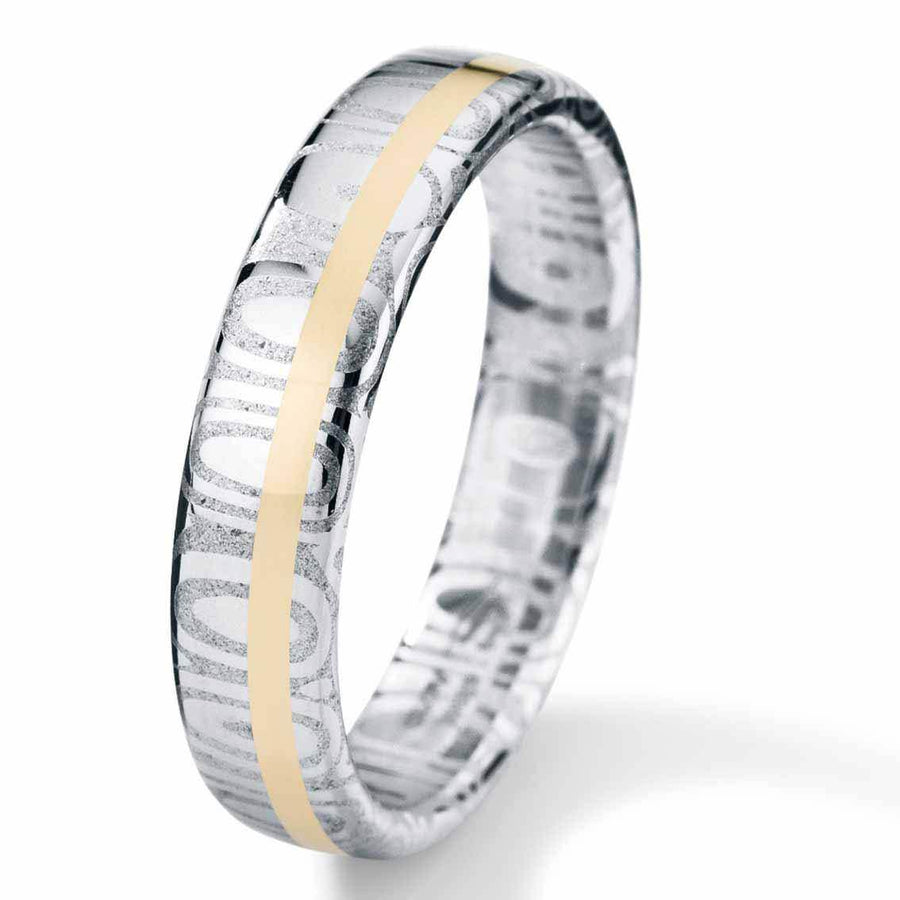 Humphrey Ring zentrisch, Damast Edelstahl, 5 mm - My Fine Jewellery