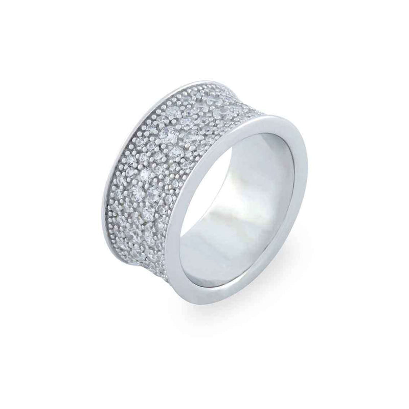Vilmas Ring "Glow" breit, Sterling Silber, rhodiniert, Zirkonia weiß - My Fine Jewellery