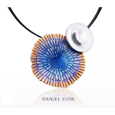 Daniel Vior Anhänger BASIA SOLARIS, Sterlingsilber, blau/orange emailliert - My Fine Jewellery