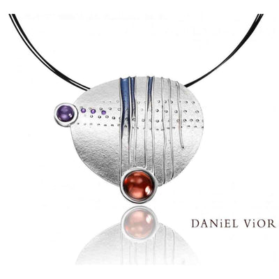 Daniel Vior Anhänger ENCREUAT, Silber mit Amethyst und Rhodium Überzug - My Fine Jewellery