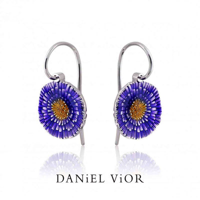 Daniel Vior Ohrringe BASIA SOLARIS, Sterlingsilber, violett/orange emailliert - My Fine Jewellery