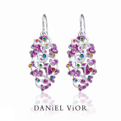 Daniel Vior Ohrringe CALICAOS, Sterlingsilber, violett/pink emailliert - My Fine Jewellery