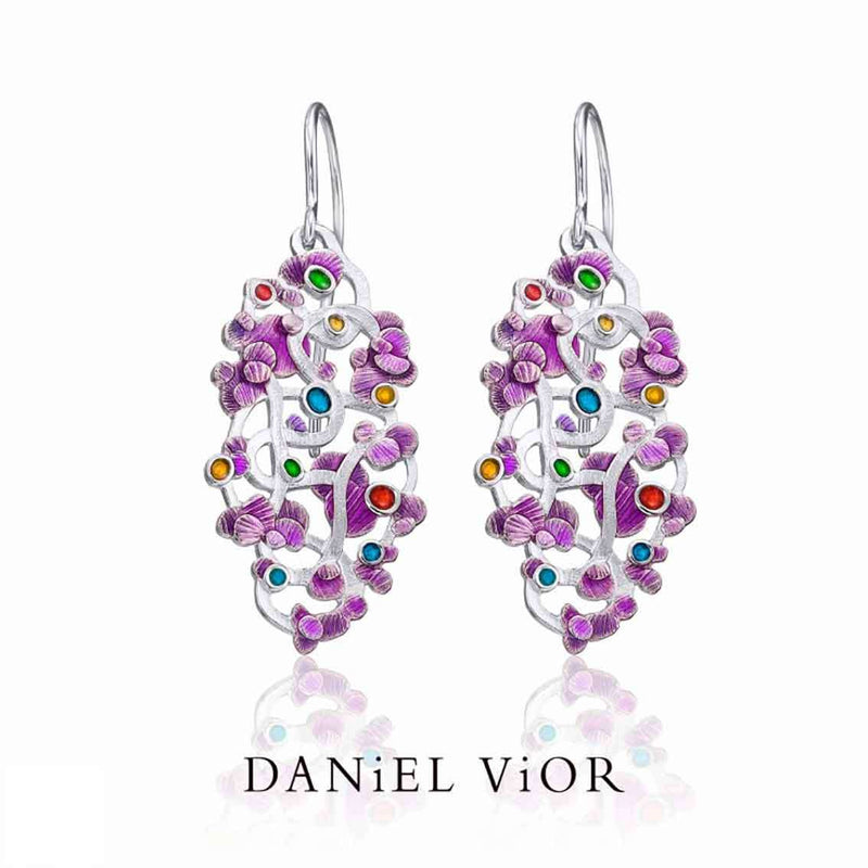 Daniel Vior Ohrringe CALICAOS, Sterlingsilber, violett/pink emailliert - My Fine Jewellery