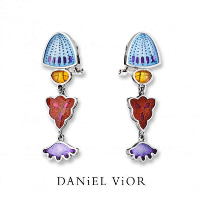 Daniel Vior Ohrhänger DIATOMEAS, Sterlingsilber, bunt emailliert - My Fine Jewellery