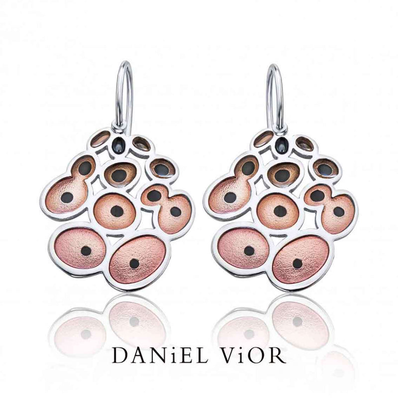 Daniel Vior Ohrringe RUSC, Sterlingsilber, pink emailliert - My Fine Jewellery