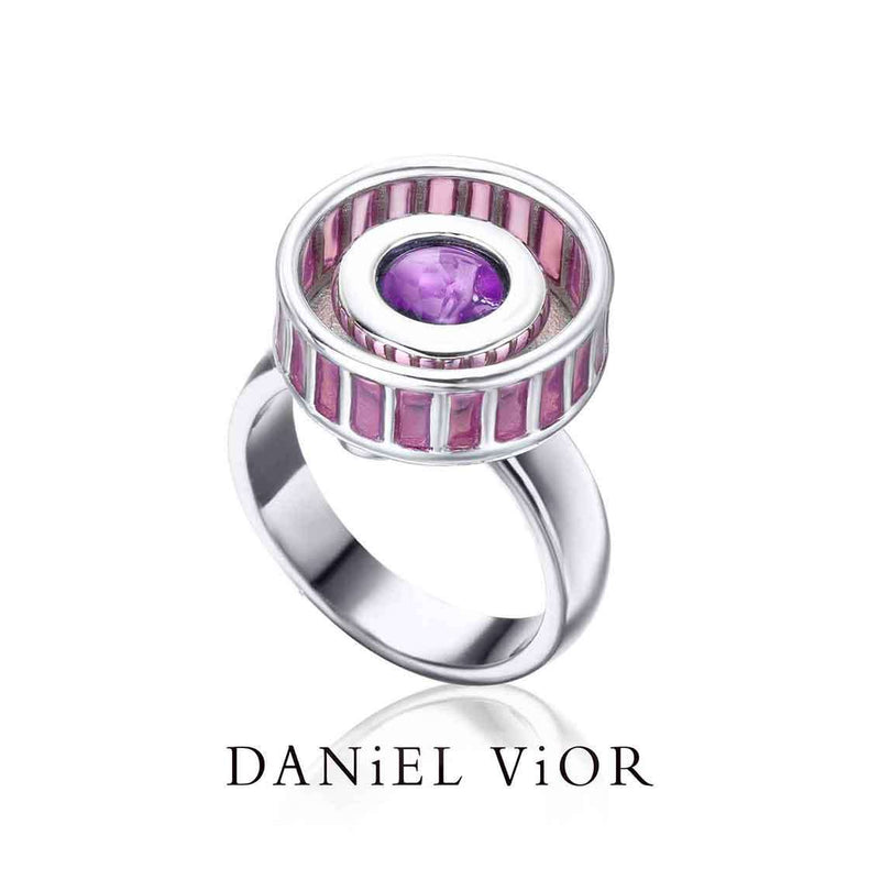Daniel Vior Ring RODET, Sterlingsilber mit Amethyst, violet emailliert - My Fine Jewellery