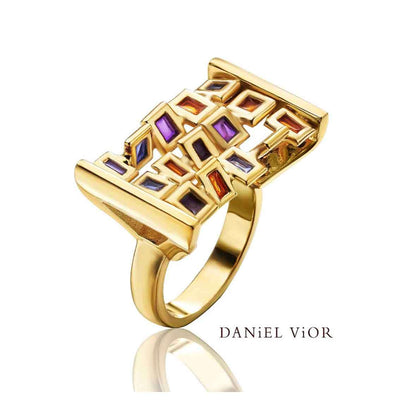 Daniel Vior Ring CUADROS, Sterlingsilber, vergoldet - My Fine Jewellery